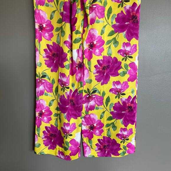 NWT Favorite Daughter Fiona Floral Satin Wide Leg Pants Sz 10 Yellow Pink Floral - Picture 13 of 16
